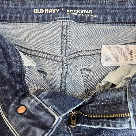 Old Navy Rockstar Skinny‎ Stretch Women Blue Denim Raw Hem Jeans Size 2 - Picture 8 of 13